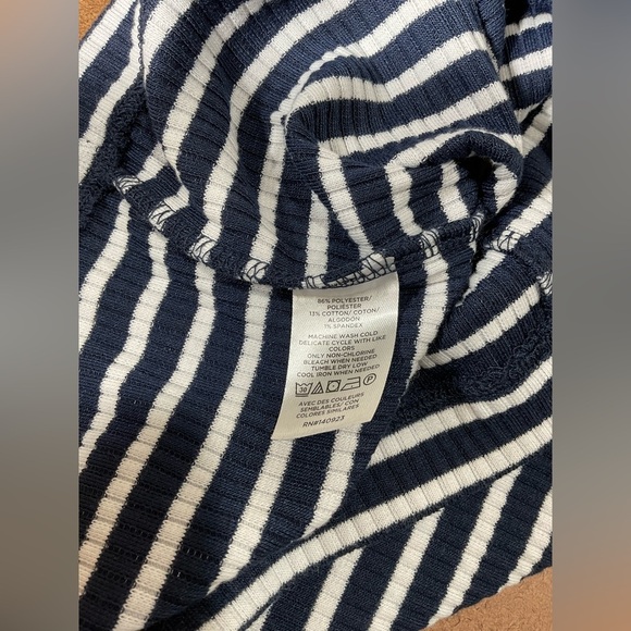 LOFT Navy and White Striped Button Down Shirt - Picture 8 of 8